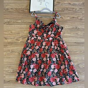 Torrid Red and Pink Floral Dress 2X